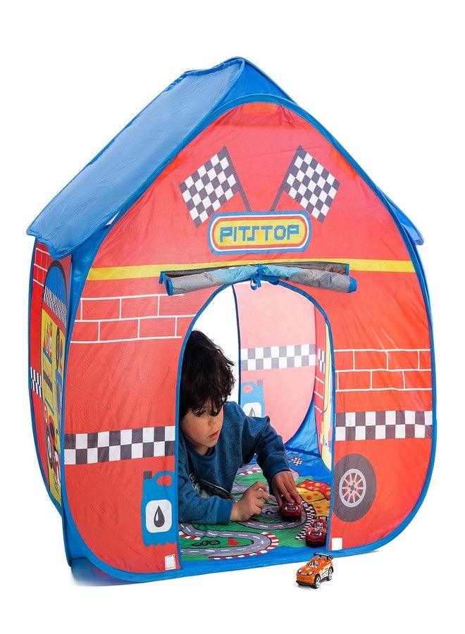 Pop It Up Pit Stop Tent with Race Mat Playhouse Fun2Give, Front & Back Doors, Spacious Interior, Pretend Play, Toddlers & Kids Ages 3+ - Image 4