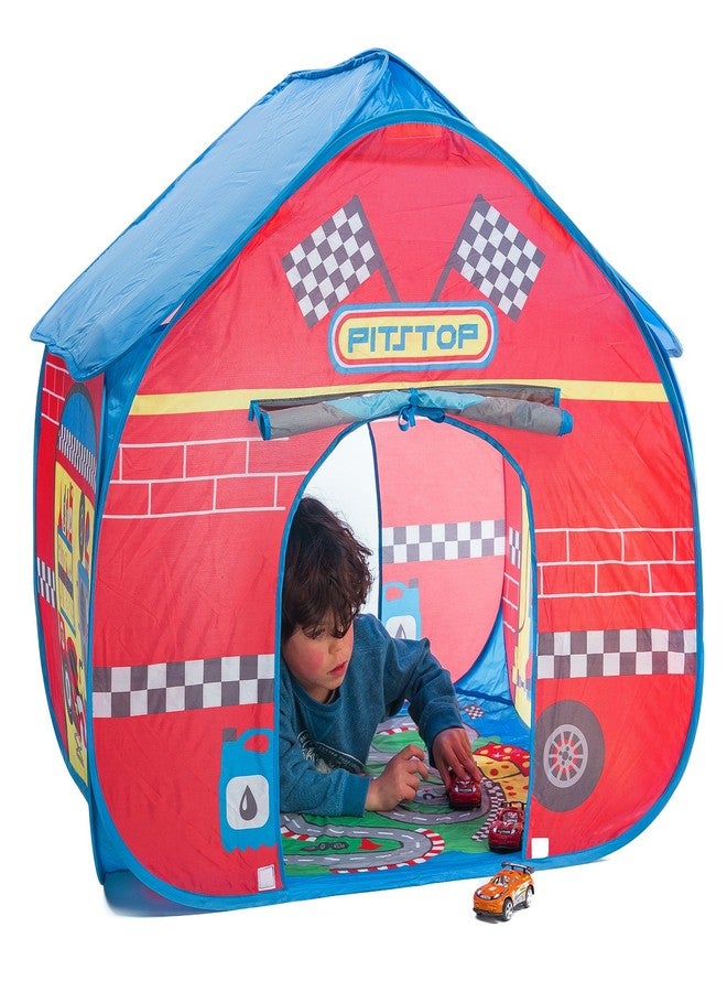 Pop It Up Pit Stop Tent with Race Mat Playhouse Fun2Give, Front & Back Doors, Spacious Interior, Pretend Play, Toddlers & Kids Ages 3+ - Image 5
