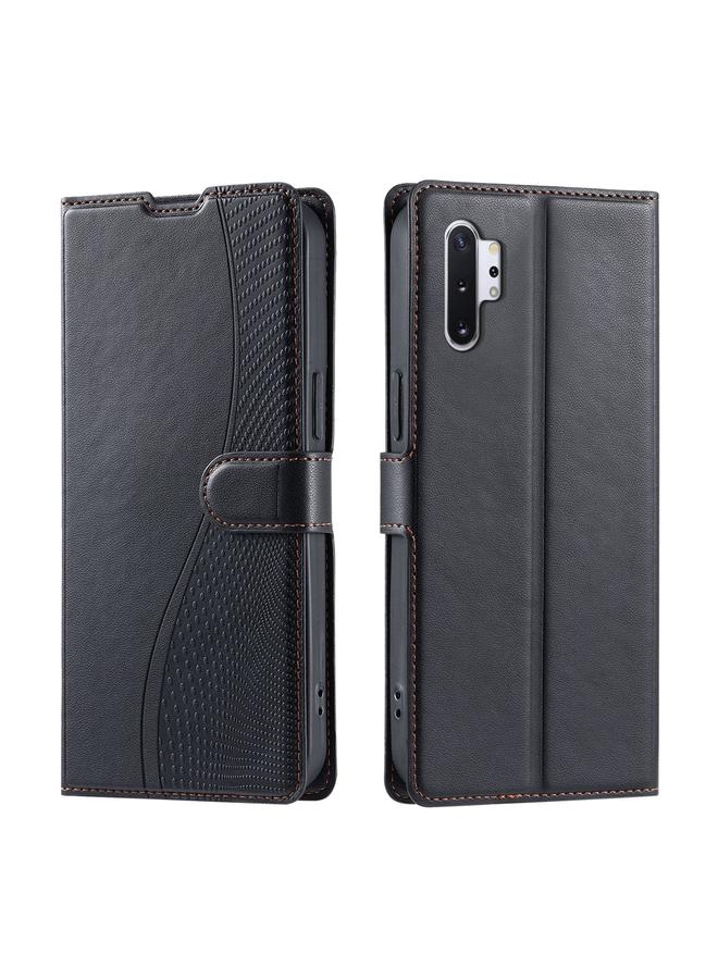 جراب جلدي رفيع للغاية منقط لهاتف Samsung Galaxy Note10+ (أسود)