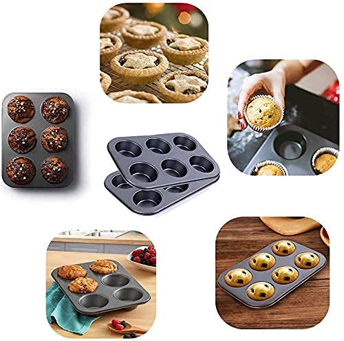 BluBasket Carbon Steel Cupcake Mould for Baking Cupcake Tray Muffin Tray for Microwave Oven Black 2 - Image 2