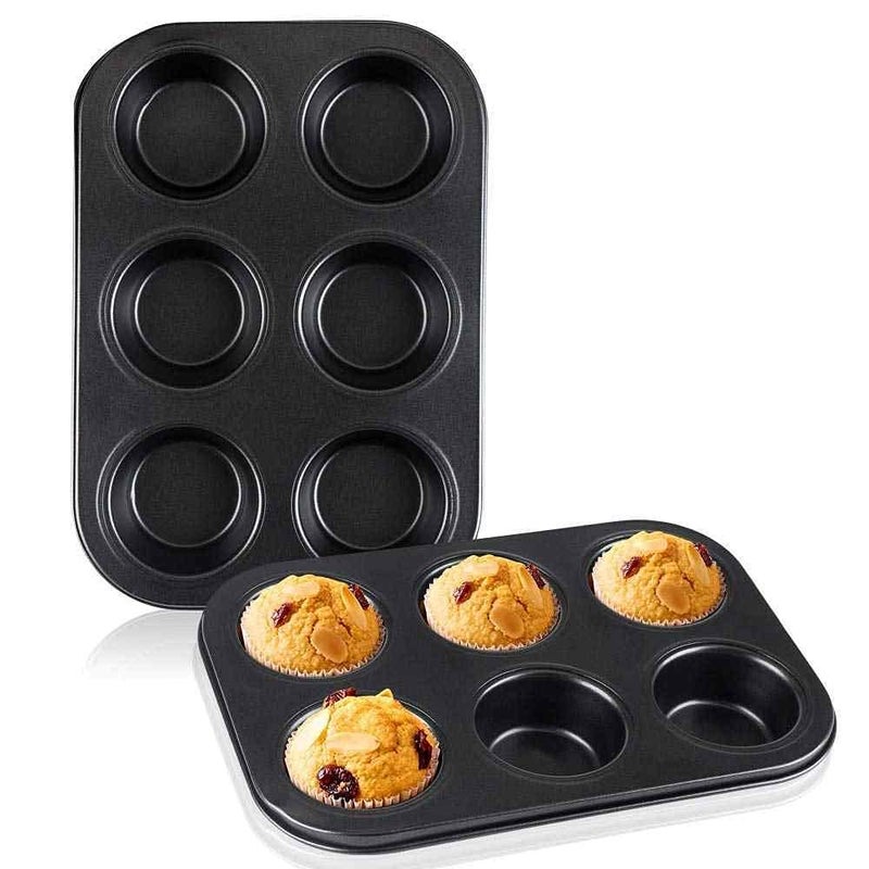 BluBasket Carbon Steel Cupcake Mould for Baking Cupcake Tray Muffin Tray for Microwave Oven Black 2 - Image 1