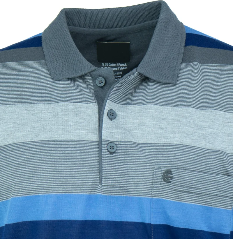 Oppland Men's Classic Buttoned Polo Collar Pocket Short Sleeve Ringer Patterned Comfortable Cut Full Fit Cotton Fabric T-Shirt
