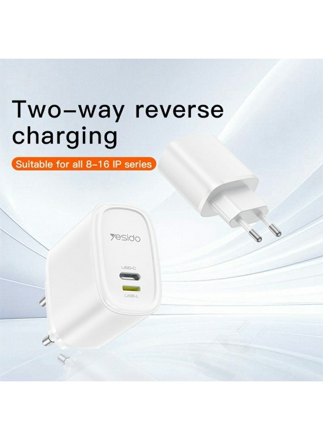 Yesido YC71 12W Dual Port Wall Charger (USB-C + USB-L) – Fast Charging for iPhone & Android - https://f.nooncdn.com/p/pzsku/ZC1BC73B38740464AE97CZ/45/1761734490/d75b6742-9cfa-4948-aec6-8b9c46ea2844.jpg