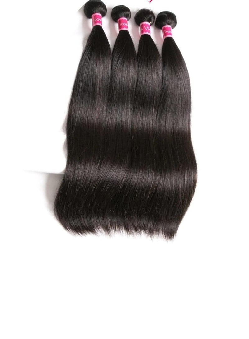 إستيل حزم شعر مستقيمة شعر بشري 4 حزم 18 20 22 24 بوصة 100% حزم شعر عذراء برازيلية غير معالجة وصلات شعر 10A درجة حزم شعر بشري لون طبيعي - Image 2