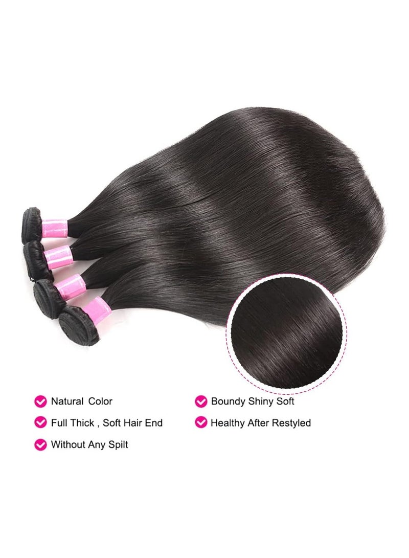 إستيل حزم شعر مستقيمة شعر بشري 4 حزم 18 20 22 24 بوصة 100% حزم شعر عذراء برازيلية غير معالجة وصلات شعر 10A درجة حزم شعر بشري لون طبيعي - Image 3