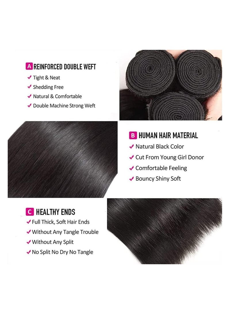 إستيل حزم شعر مستقيمة شعر بشري 4 حزم 18 20 22 24 بوصة 100% حزم شعر عذراء برازيلية غير معالجة وصلات شعر 10A درجة حزم شعر بشري لون طبيعي - Image 4