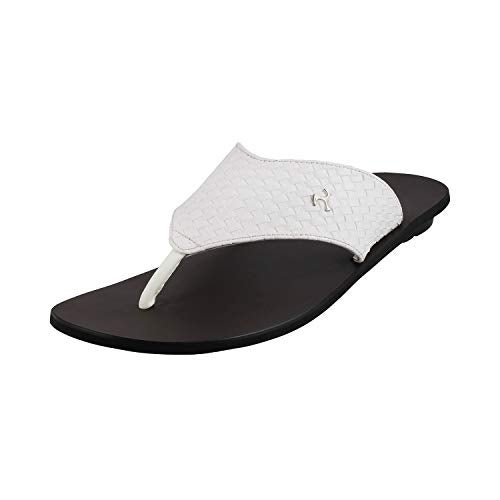 Mochi Mens Leather White Slippers (Size (11 UK (45 EU)) - Image 1