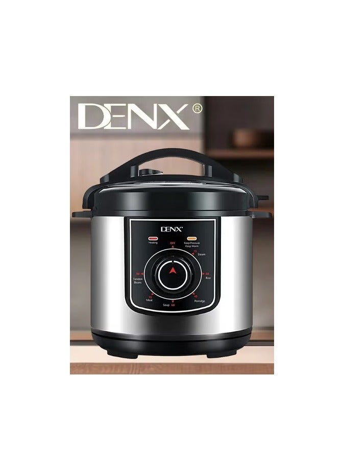 Denx 6L Digital Electric Pressure Cooker, 1000W Stainless Steel, Programmable Touch Control, Multi-Cooker with Preset Functions - Image 1