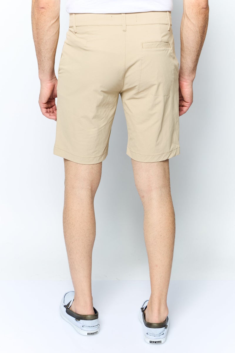 Men Plain Chino Shorts, Beige