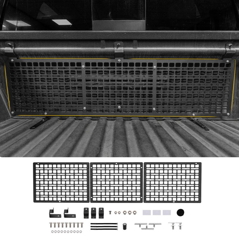 لوحة ماكزينا مولي متوافقة مع شيفروليه سيلفرادو 2019-2024 و جي إم سي سييرا 1500، لوحة سرير أمامية، منظم تخزين خلفي، رف حمولة بديل لملحقات شيفروليه سيلفرادو و جي إم سي سييرا 2023