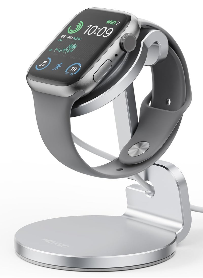 KASTWAVE Apple Watch Stand - Future-Proof Charging Dock for All iWatch Series | Sturdy Apple Watch Holder with Cable Management | Compatible with Series 8, 7, 6, 5, 4, 3, 2, 1 (Silver)  - Image 1
