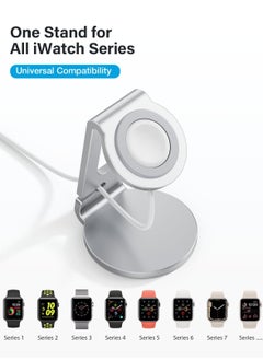 KASTWAVE Apple Watch Stand - Future-Proof Charging Dock for All iWatch Series | Sturdy Apple Watch Holder with Cable Management | Compatible with Series 8, 7, 6, 5, 4, 3, 2, 1 (Silver)  - Image 5