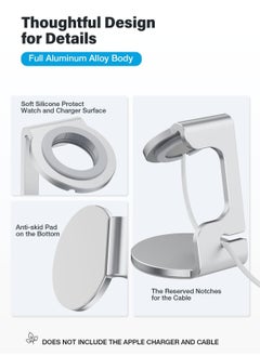 KASTWAVE Apple Watch Stand - Future-Proof Charging Dock for All iWatch Series | Sturdy Apple Watch Holder with Cable Management | Compatible with Series 8, 7, 6, 5, 4, 3, 2, 1 (Silver)  - Image 3