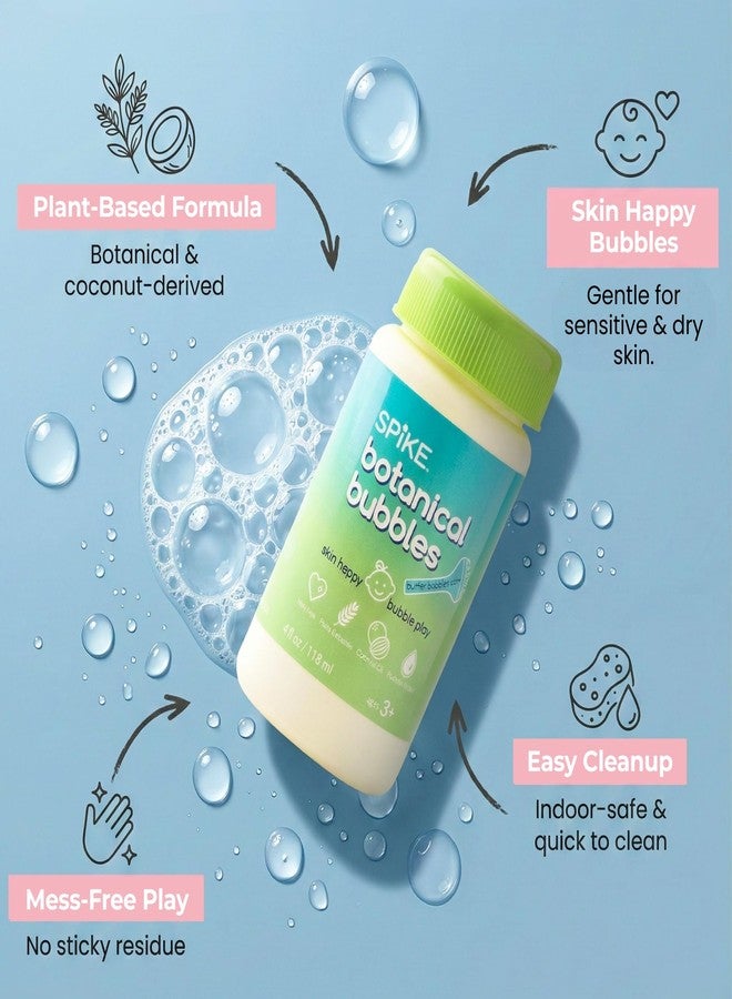 Spike Innobaby Botanical Bubble Solution for Sensitive Skin - 3 Bottles of 4 oz Refill for Spike Blower Wand and Manual Bubble Toys - Ready to Use - Mess Free - Non Toxic - Image 3