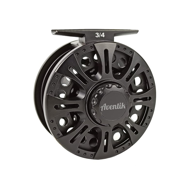 Aventik Z Fly Reel Center Drag System Classic III Graphite Large Arbor Sizes 3/4, 5/6, 7/8 Fly Fishing Reels(3/4) - Image 1