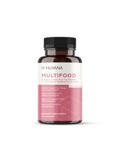 Nuvana Multifood Whole Food Multivitamin For Women ; Daily Vitamin With 21 Vitamins And Minerals ; Boosts Energy Supports Heart Gut & Immune Health ; Vegan And Nongmo ; Gmc Certified ; 60 Capsules  - Image 1