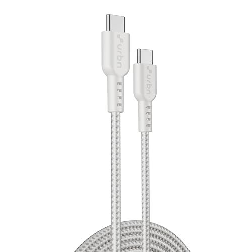 URBN Pro Cord 60W Super Fast Charging Cable | Type C to C | Supports Apple Car Play & Android Auto| Super Fast Charging and Data Transfer | Nylon Braided 1.2 Meter | 1 Year Warranty (White) - Image 1