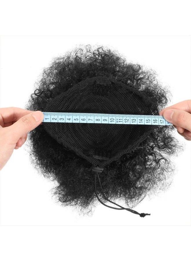 WILLBOND 2 Pieces Afro Puff Drawstring Ponytail Synthetic Short Curly Hair Afro Bun Extension Afro Chignon Hairpieces Wig Updo Hair Extensions (Light Black)  - Image 2