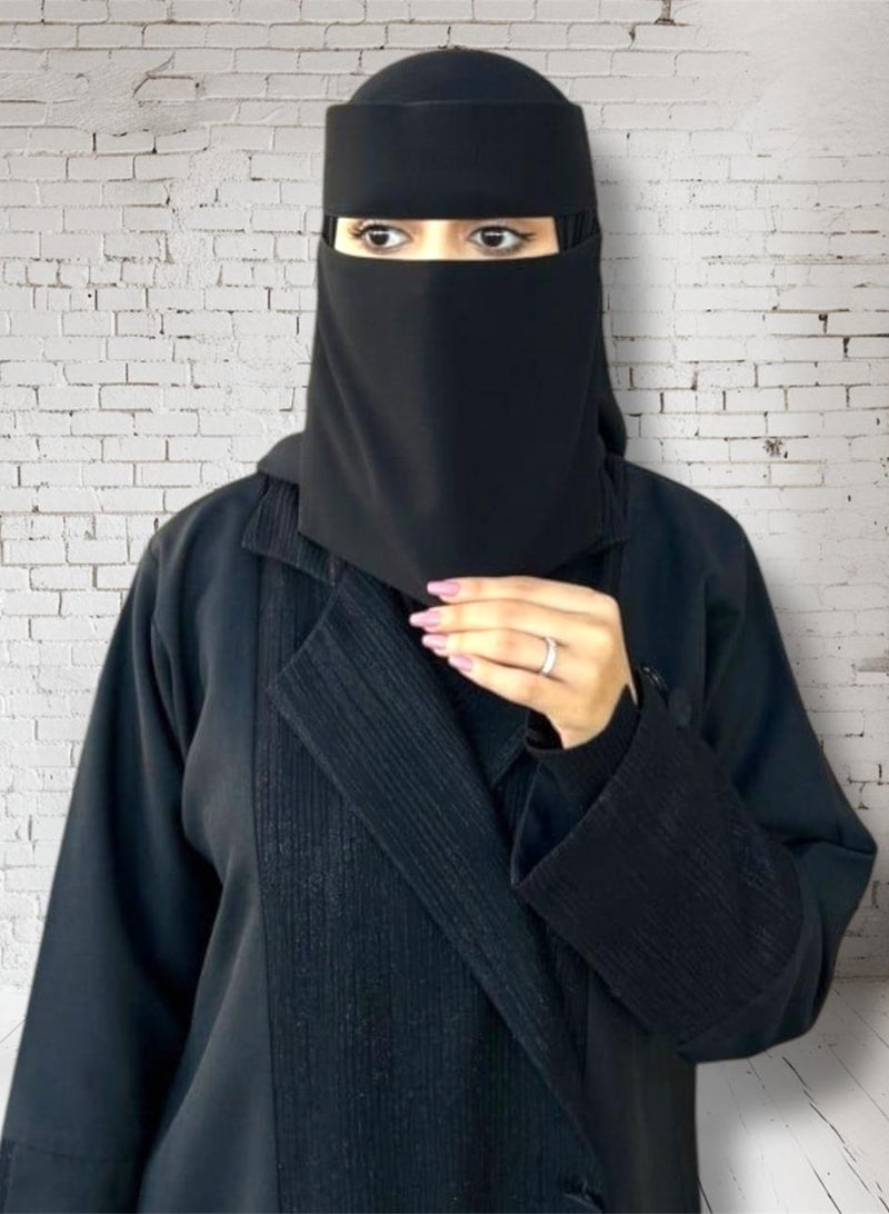 بهنس نقاب قصير مطاطين مستقيم مقاس7 انش مقوى – نقاب بدون اسم نسائي مطاطي معزز بقماش ناعم وعالي الجودة، حجاب شرعي للوجه مريح وخفيف على البشرة، مقاوم للانزلاق، قابل للغسل، مثالي للاستخدام اليومي والمناسبات - Image 3