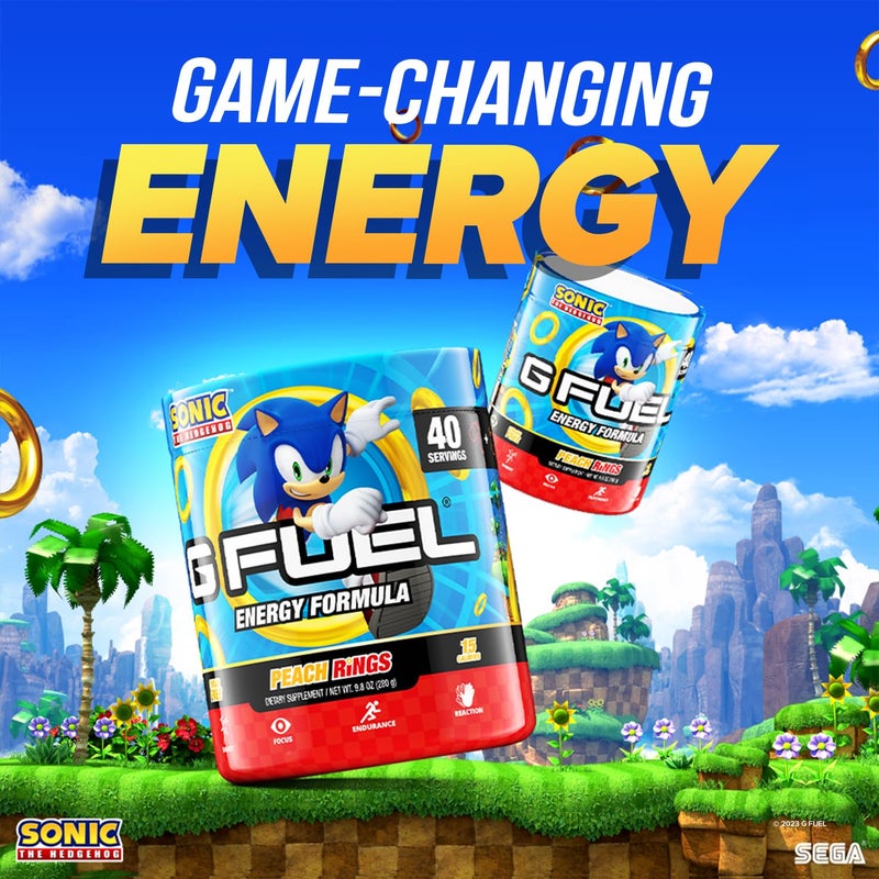 G Fuel Sonic Energy Drink Powder, Pre Workout Caffeine Mix for Gaming, Sugar Free Focus Amino, Vitamin + Antioxidants, 9.8oz (Peach Ring Candy, 40 Servings) - Image 4