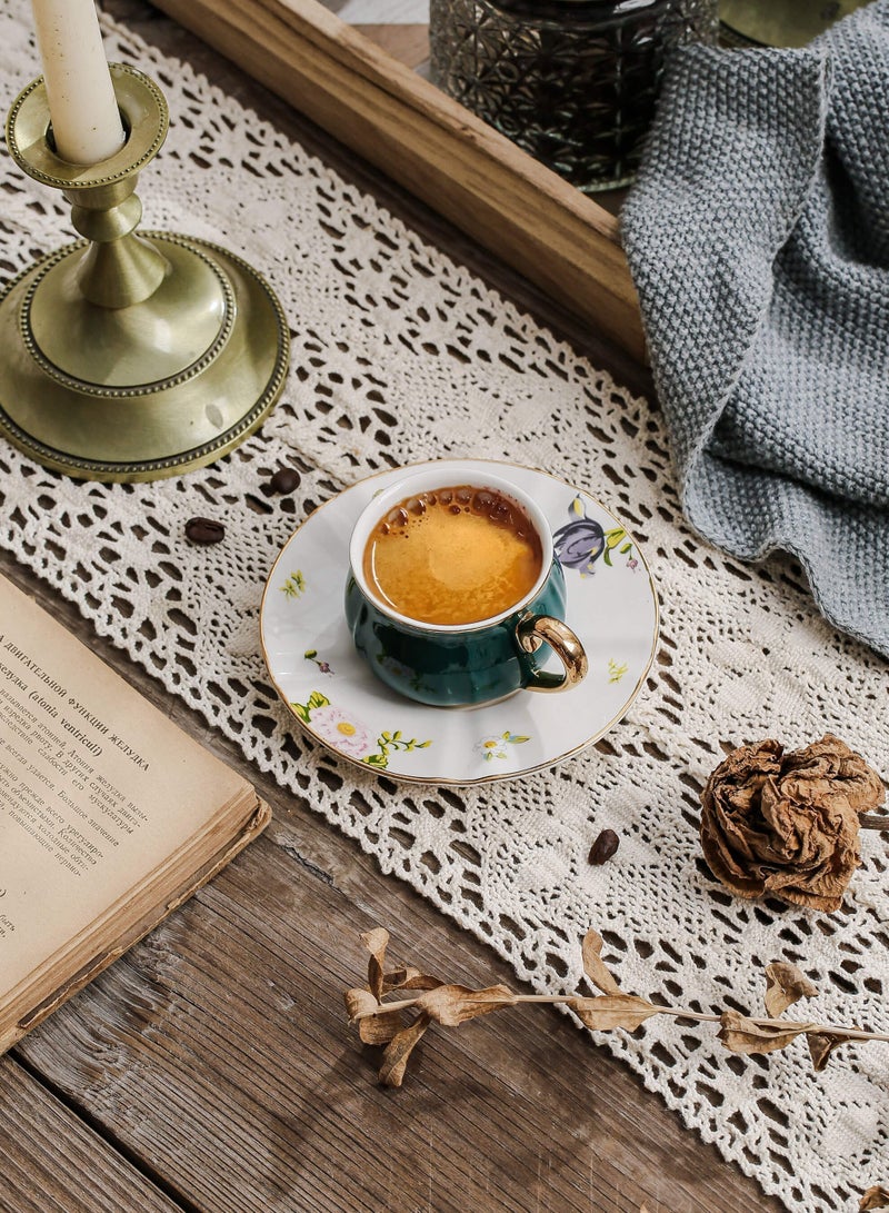 Shuer Ceramic Coffee cup, Espresso cup，Arabic coffee cup，Turkish coffee cup, Cup and Saucer Set Suitable for Home Office Restaurant Gifts Garden Party Home Afternoon Tea Set - Image 2