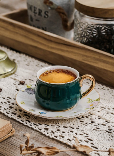 Ceramic Coffee cup, Espresso cup，Arabic coffee cup，Turkish coffee cup, Cup and Saucer Set Suitable for Home Office Restaurant Gifts Garden Party Home Afternoon Tea Set