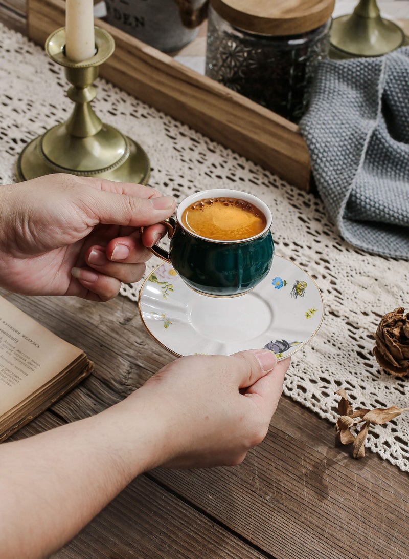 Shuer Ceramic Coffee cup, Espresso cup，Arabic coffee cup，Turkish coffee cup, Cup and Saucer Set Suitable for Home Office Restaurant Gifts Garden Party Home Afternoon Tea Set - Image 3