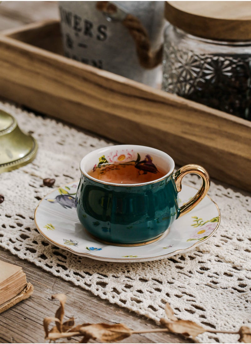 Shuer Ceramic coffee cup, Turkish coffee cup, Cup and Saucer Set Suitable for Home Office Restaurant Gifts Garden Party Home Afternoon Tea Set Ceramic Milk Tea Cup Water Cup  - Image 1
