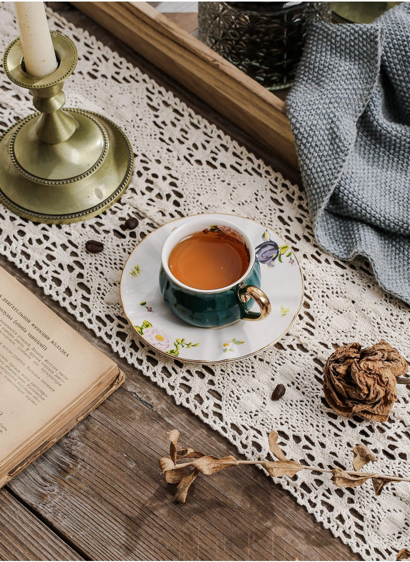 Shuer Ceramic coffee cup, Turkish coffee cup, Cup and Saucer Set Suitable for Home Office Restaurant Gifts Garden Party Home Afternoon Tea Set Ceramic Milk Tea Cup Water Cup  - Image 2