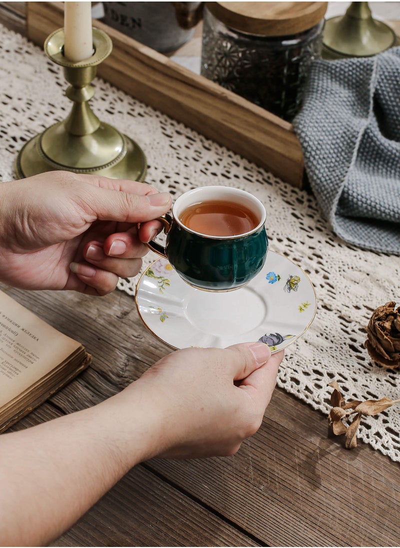 Shuer Ceramic coffee cup, Turkish coffee cup, Cup and Saucer Set Suitable for Home Office Restaurant Gifts Garden Party Home Afternoon Tea Set Ceramic Milk Tea Cup Water Cup  - Image 3