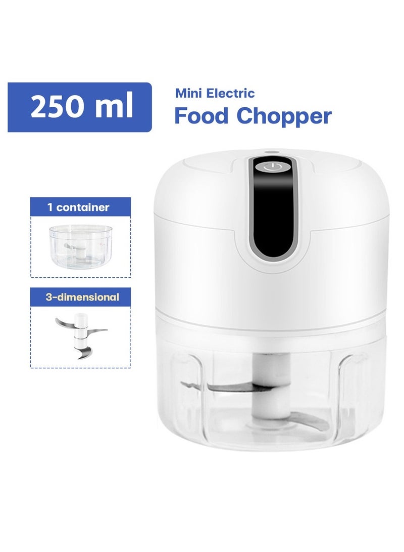 250ML Electric Food Processor Portable Meat Blender Rechargeable Onion Chopper Mini Garlic Mincer 3 Steel,Easy to Clean Small Appliances Compatible Kitchen Restaurant Picnic /1-2 People  - Image 2