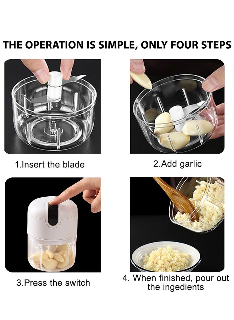 250ML Electric Food Processor Portable Meat Blender Rechargeable Onion Chopper Mini Garlic Mincer 3 Steel,Easy to Clean Small Appliances Compatible Kitchen Restaurant Picnic /1-2 People  - Image 3