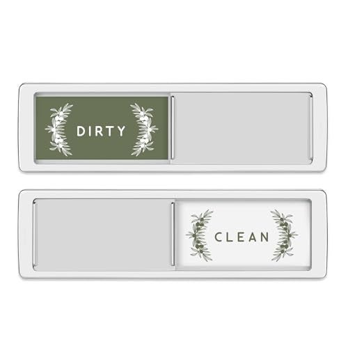 ThreeKin Collective Dishwasher Magnet Clean Dirty Sign Non-Scratching Premium Magnet or 3M Adhesive Option, Non-Scratching, Elegant Greenery Design, USA Female Owned Business - Image 2