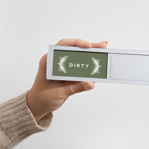 ThreeKin Collective Dishwasher Magnet Clean Dirty Sign Non-Scratching Premium Magnet or 3M Adhesive Option, Non-Scratching, Elegant Greenery Design, USA Female Owned Business - Image 1