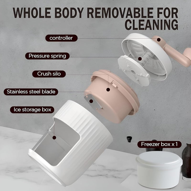 KRESHU Manual 500ml Hand Crank Ice Shaver Portable Snow Cones Ice Cube Crushed Machine Baking Moulds Detachable Snow Cone Plastic Gola Maker for Indoor Outdoor Ice Cube Maker Multicolour 1Pcs - Image 4