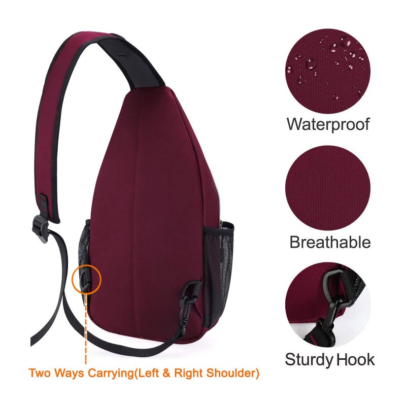 MOSISO Rope Sling Backpack (Up to 13 inch), Multipurpose Crossbody Chest One Shoulder Outdoor Travel Hiking Daypack, Wine Red - Image 4