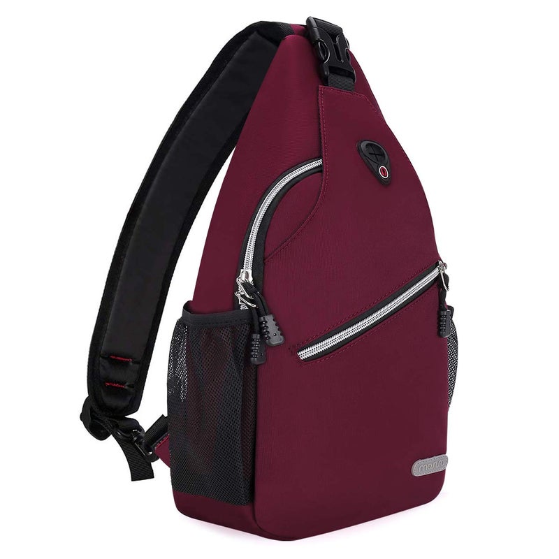 MOSISO Rope Sling Backpack (Up to 13 inch), Multipurpose Crossbody Chest One Shoulder Outdoor Travel Hiking Daypack, Wine Red - Image 1
