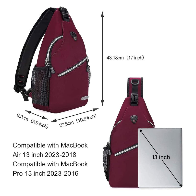 MOSISO Rope Sling Backpack (Up to 13 inch), Multipurpose Crossbody Chest One Shoulder Outdoor Travel Hiking Daypack, Wine Red - Image 3