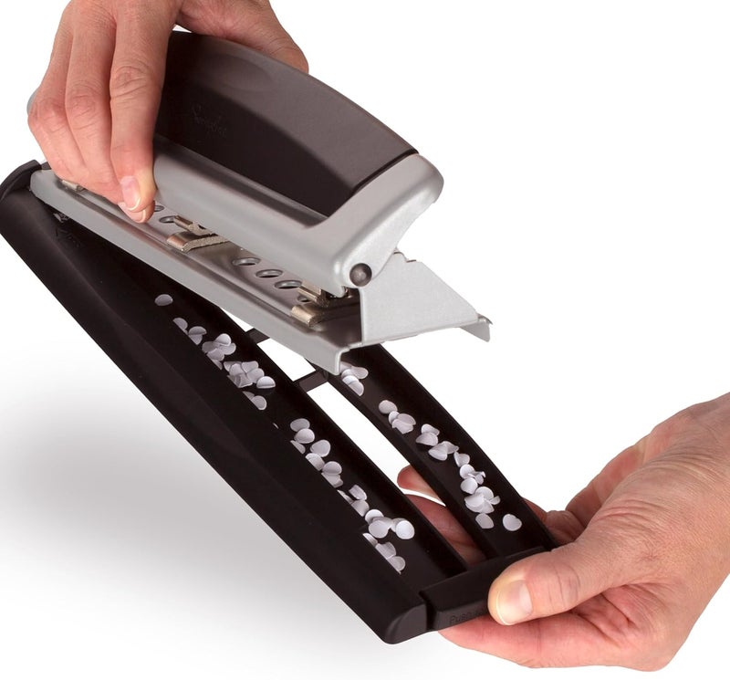 Swing Line 3 Hole Punch, 10 Sheet Capacity Three Hole Puncher 3 Ring, Adjustable 2-3 Hole Paper Punch, Precision Pro, Black & Silver (74037) - Image 4