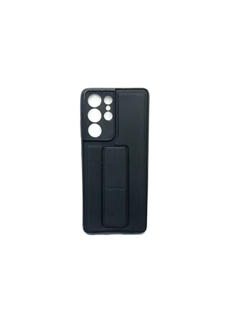 Leather Premium Back Cover For Samsung S21 Ultra With kickstand Black
