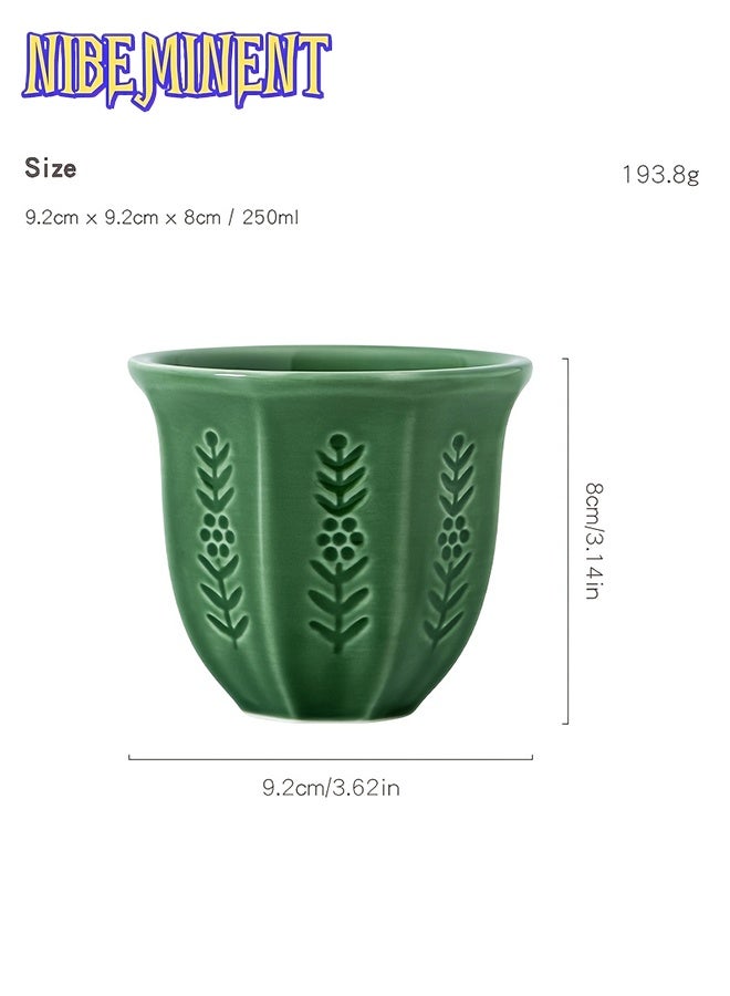 NIBEMINENT Arabic Coffee Cup Ceramic Handless 250ml - Embossed Tulip Design for Turkish Coffee, Espresso, Arabic Tea, Kahwa, Gift & Home Decor - Image 1