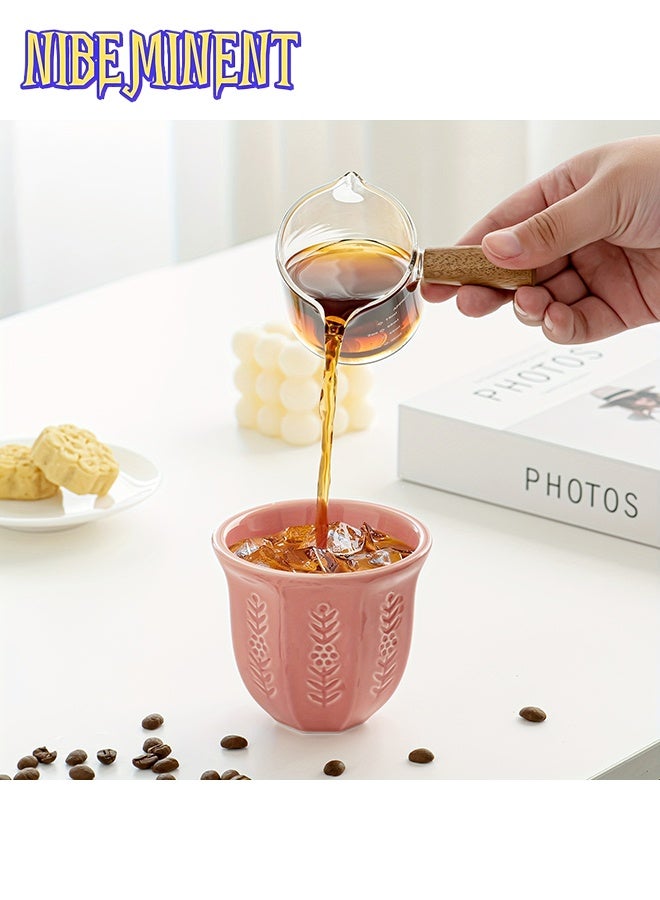 NIBEMINENT Arabic Coffee Cup Ceramic Handless 250ml - Embossed Tulip Design for Turkish Coffee, Espresso, Arabic Tea, Kahwa, Gift & Home Decor - Image 5