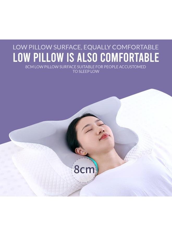 Butterfly-Shape Cervical Pillow for Shoulder and Neck Pain Relief, Memory Foam Neck Pillow Ergonomic Orthopedic Back & Stomach Sleeping Pillow with Breathable & Washable Cover (Grey)