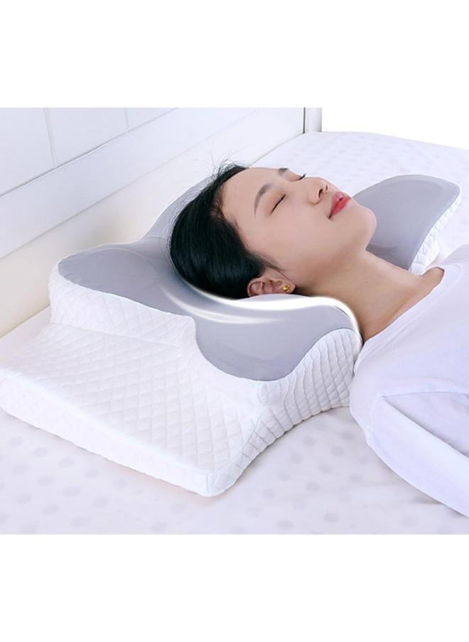 Butterfly-Shape Cervical Pillow for Shoulder and Neck Pain Relief, Memory Foam Neck Pillow Ergonomic Orthopedic Back & Stomach Sleeping Pillow with Breathable & Washable Cover (Grey)