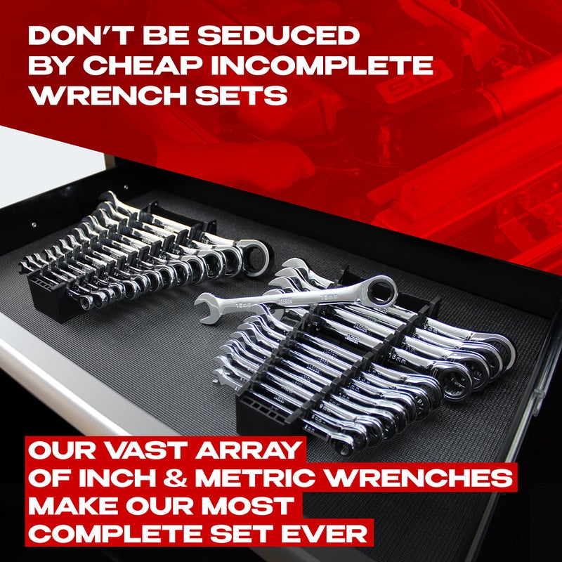 Jaeger 26pc TIGHTSPOT Ratcheting Wrench Master Set - Metric & Inch/SAE Combination Sizes - Image 2