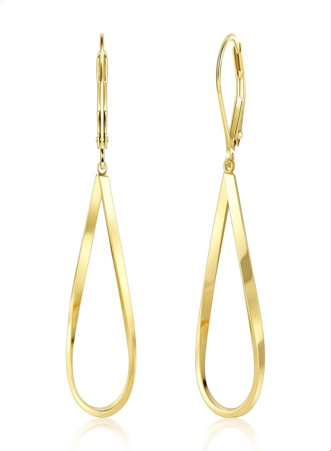 ALEXCRAFT Gold Teardrop Earrings for Women 14k Gold Plated Drop Leverback twisted Dangle Earrings Jewelry Hypoallergenic Statement Boho Leverback Teardrop Dangle Earring for Women Trendy - Image 1