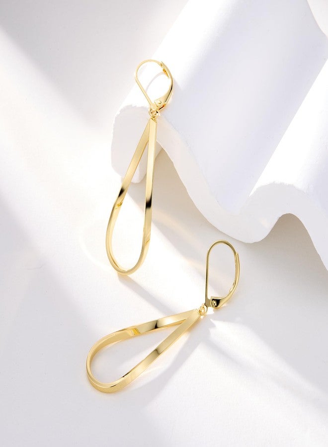 ALEXCRAFT Gold Teardrop Earrings for Women 14k Gold Plated Drop Leverback twisted Dangle Earrings Jewelry Hypoallergenic Statement Boho Leverback Teardrop Dangle Earring for Women Trendy - Image 5