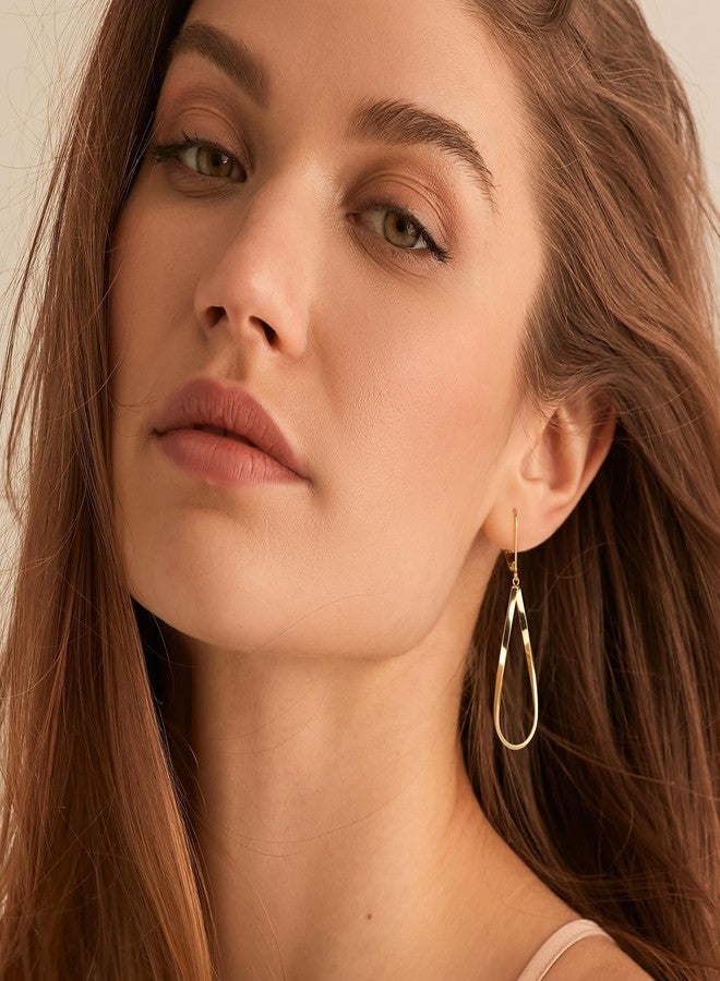 ALEXCRAFT Gold Teardrop Earrings for Women 14k Gold Plated Drop Leverback twisted Dangle Earrings Jewelry Hypoallergenic Statement Boho Leverback Teardrop Dangle Earring for Women Trendy - Image 3