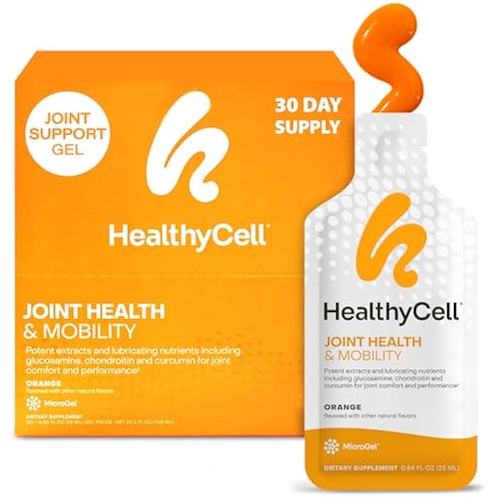 Healthycell Joint Health & Mobility Daily Liquid Supplement - Joint Support Supplement, Inflammation Response, Cartilage & Flexibility with Curcumin, Glucosamine & Chondroitin - 30 Gel Packs - Image 1