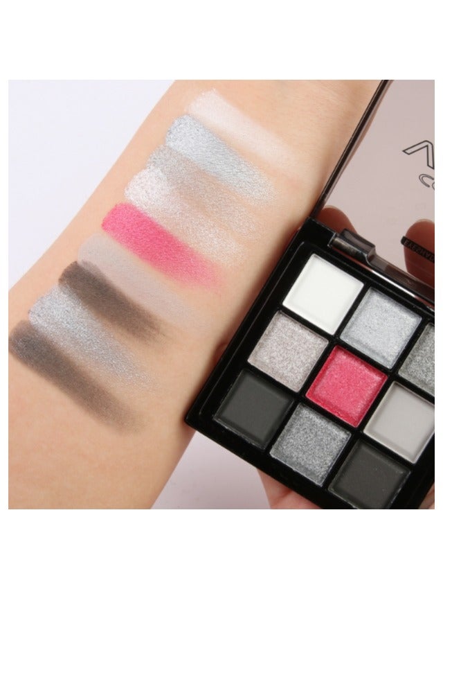 Viber Dark Grey Shimmer Eyeshadow, Shimmer Silver Gray Palette, Blendable 9-Color Set, High Pigmentation, Long-Lasting Wear, Perfect for Creating Looks for Midnight Masquerades - Image 3